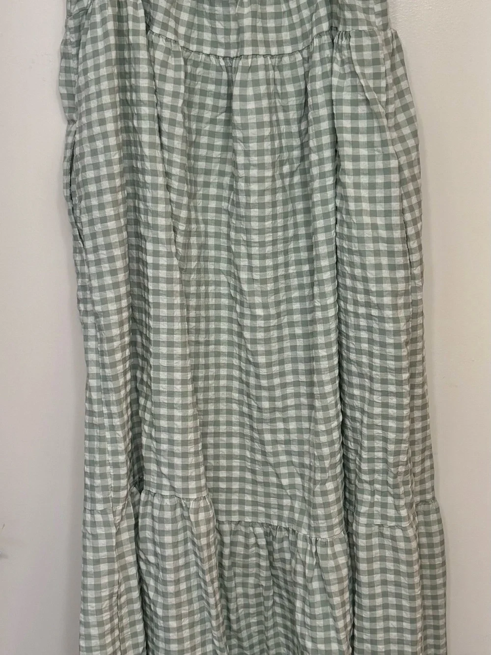 Petal & Pup Bradley Sage Gingham Tiered Maxi Dress - Picture 3 of 3